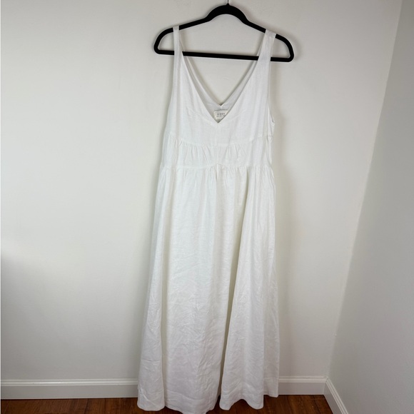 DISSH ARLO WHITE V NECK LINEN MAXI DRESS Size 6 - Picture 5 of 10